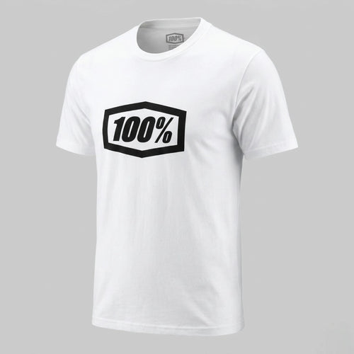 100% 100 Percent Mens T-Shirt Medium White Fit Graphic Print Cotton Blend