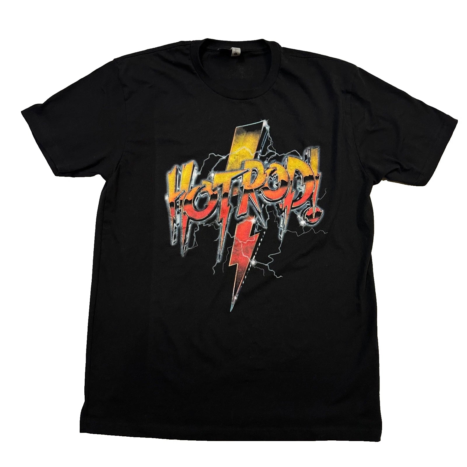 Wrestling “Hot Rod” Lightning Graphic Tee Black Lg Street Art Heavy Metal Style