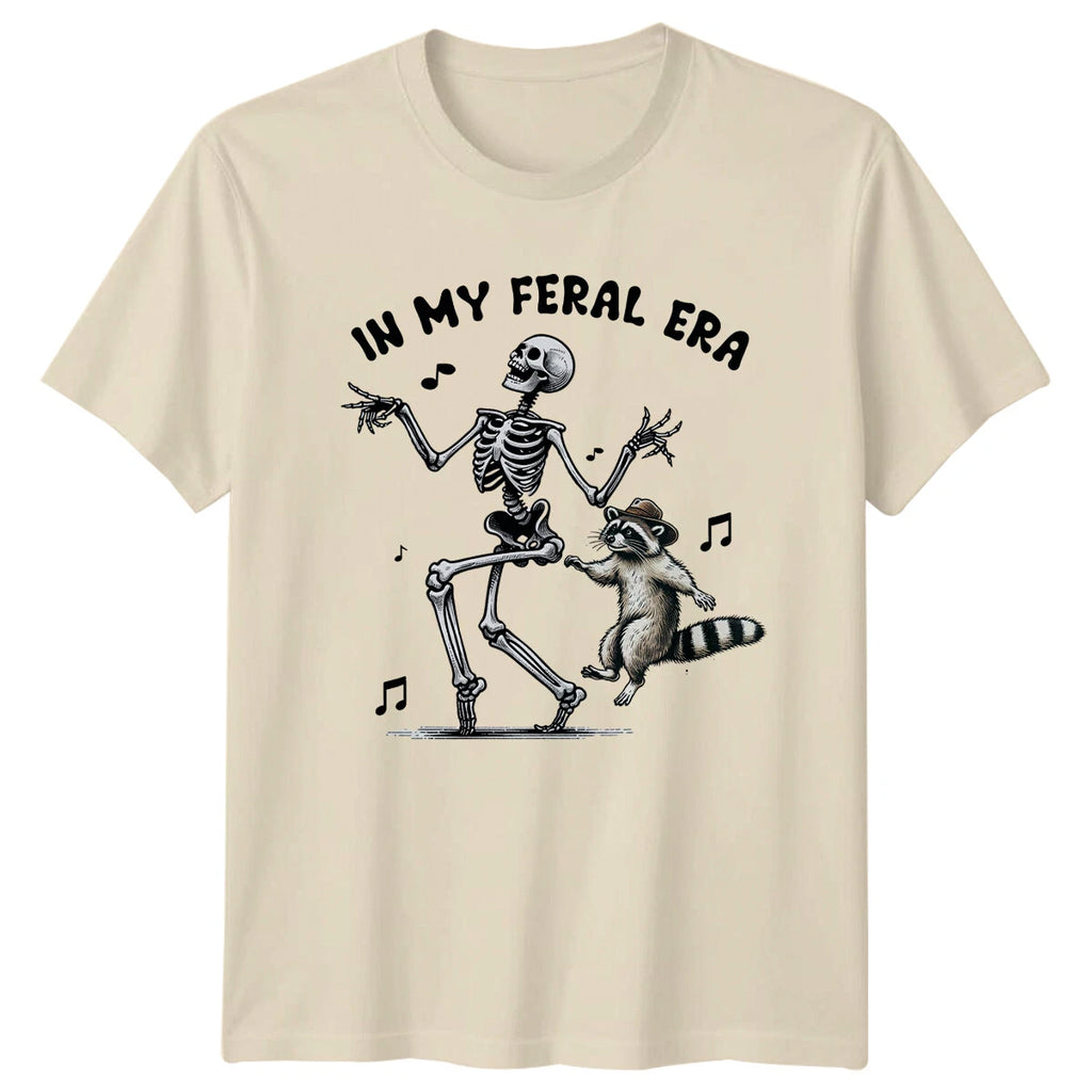 In My Feral Era Skeleton Raccoon Dance Funny Graphic T-Shirt