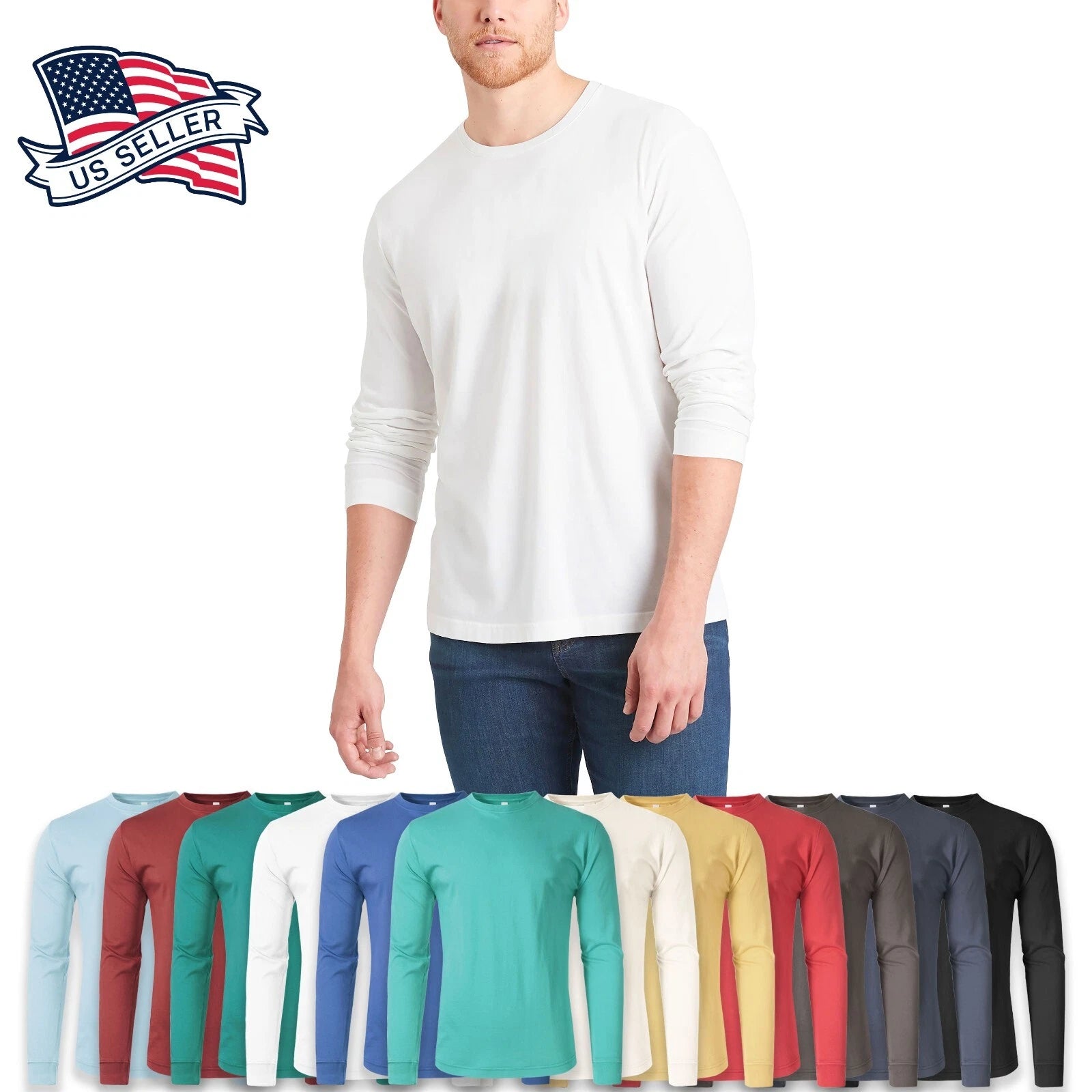 Men's Organic Premium Cotton Garment Dye Long Sleeve T Shirt