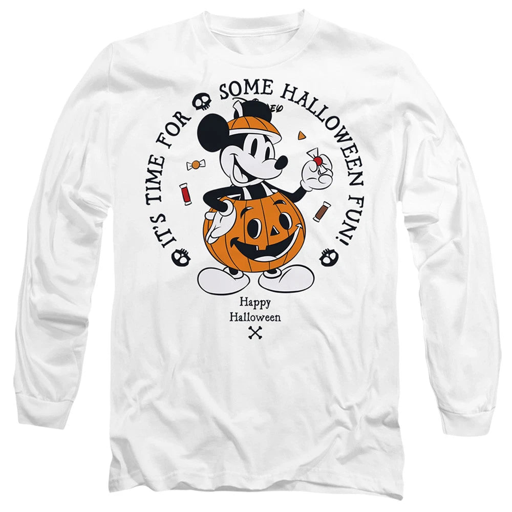 Mickey Mouse Pumpking Costume Long Sleeve T-Shirt S-2XL, White