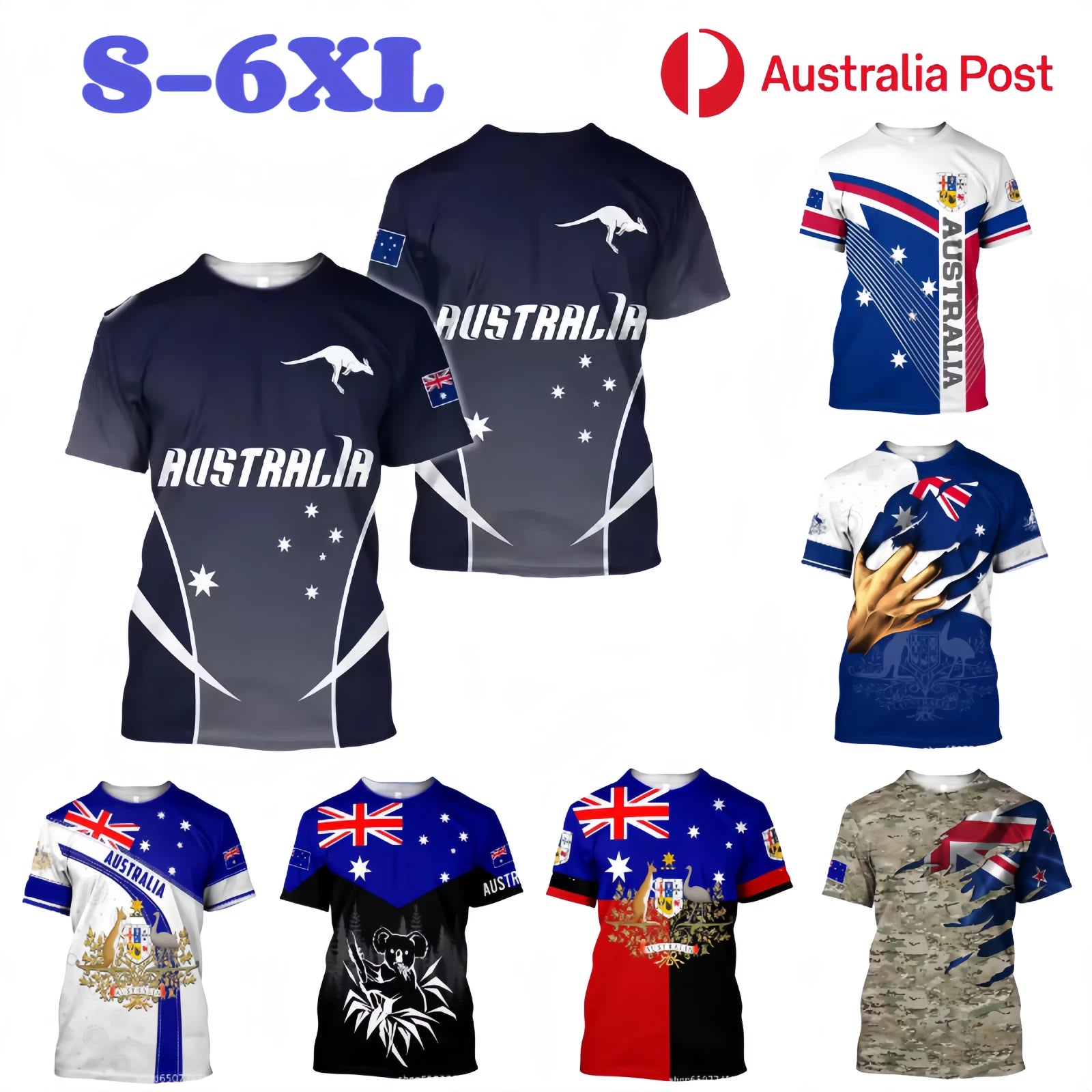 Australian Flag T-Shirt Tops Tees Short Sleeve Breathable Australia Day Summer