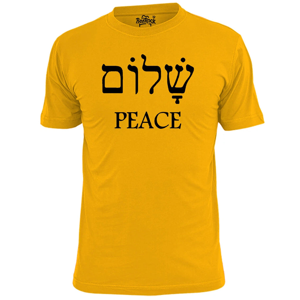Mens Hebrew Peace T Shirt Israel Shalom