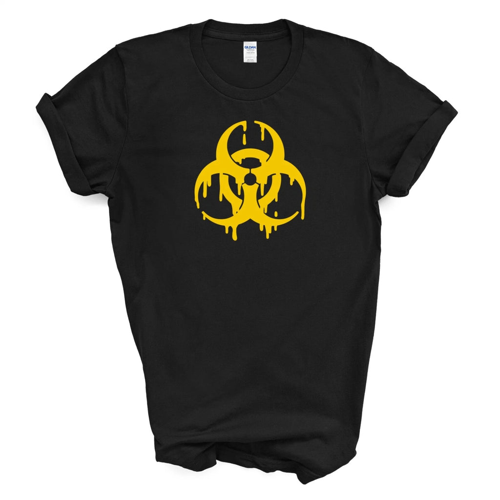 Dripping Yellow Biohazard Symbol T-SHIRT - Black