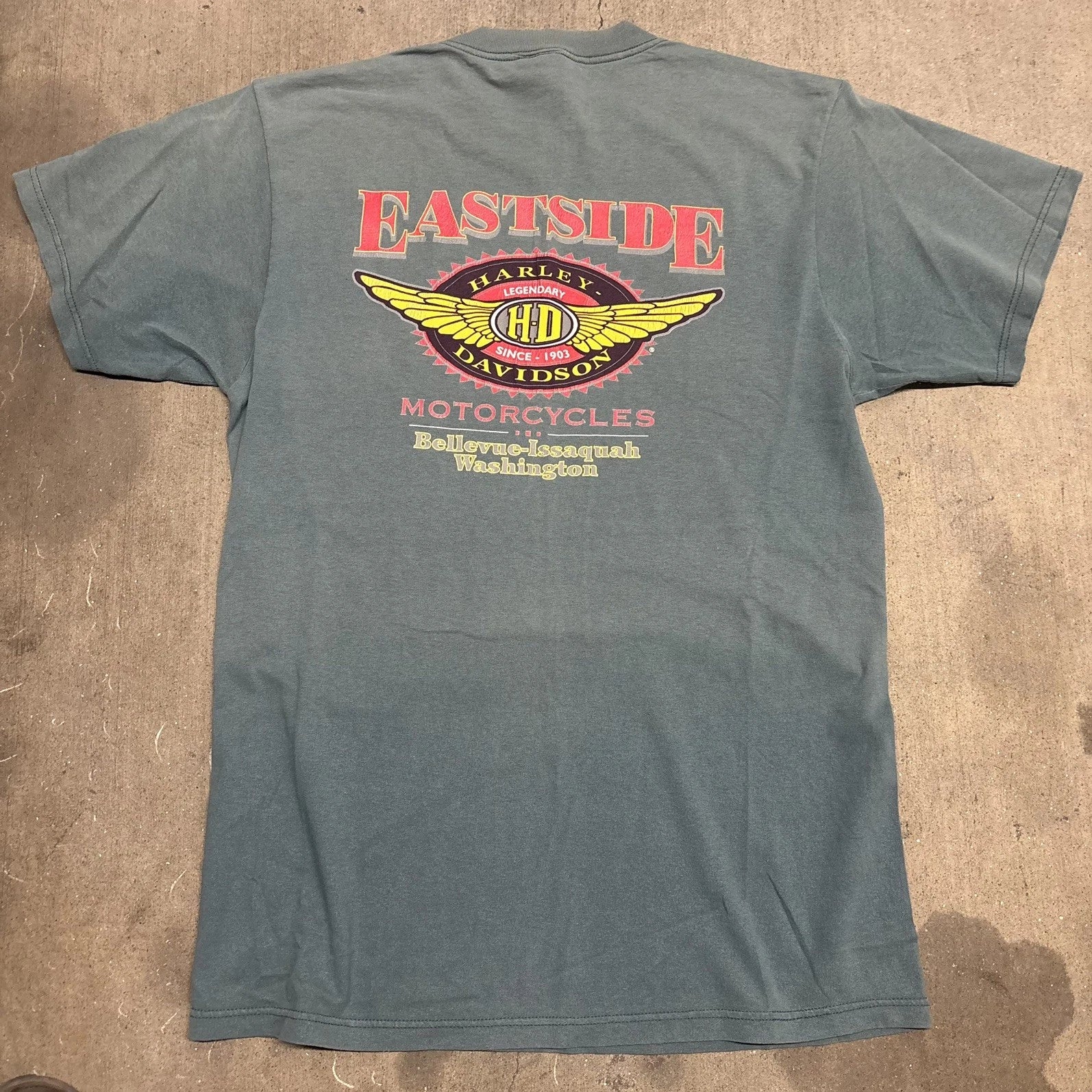 Vintage 90s Harley Davidson T-Shirt Eastside Belleview Washington Size Large