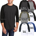 Mens Raglan Tri Blend 3/4 Sleeve Baseball T-Shirt Plain Tee S-XL 2XL,3XL,4XL NEW
