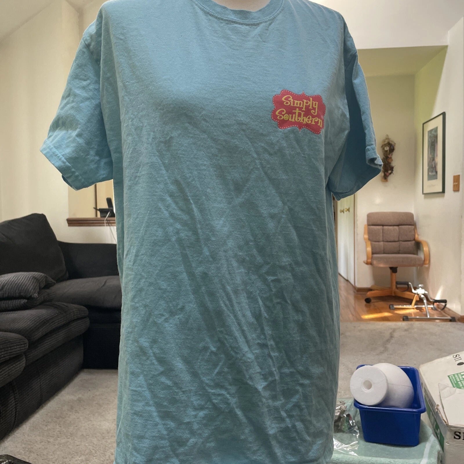 Simple Southern The South Smiles With Sweet Tea Light Blue T Shirt Size Medium