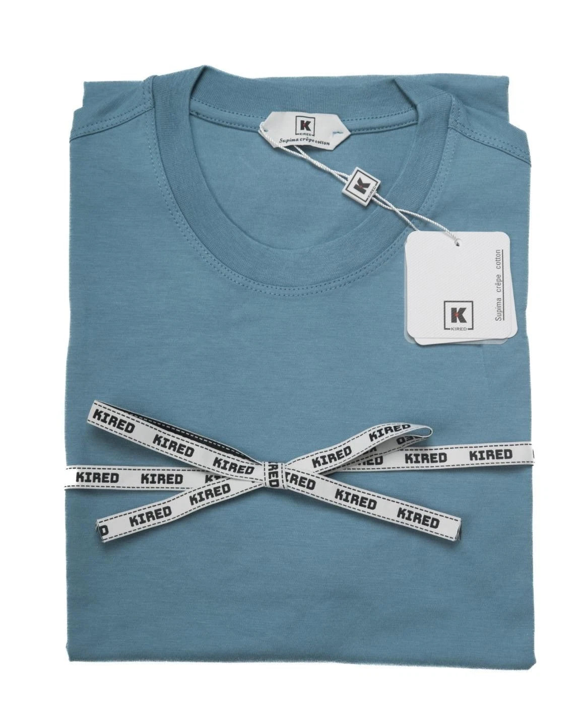Kired by Kiton Slate Blue Supima Crepe Cotton Short Sleeve Slim T-Shirt L 52 IT