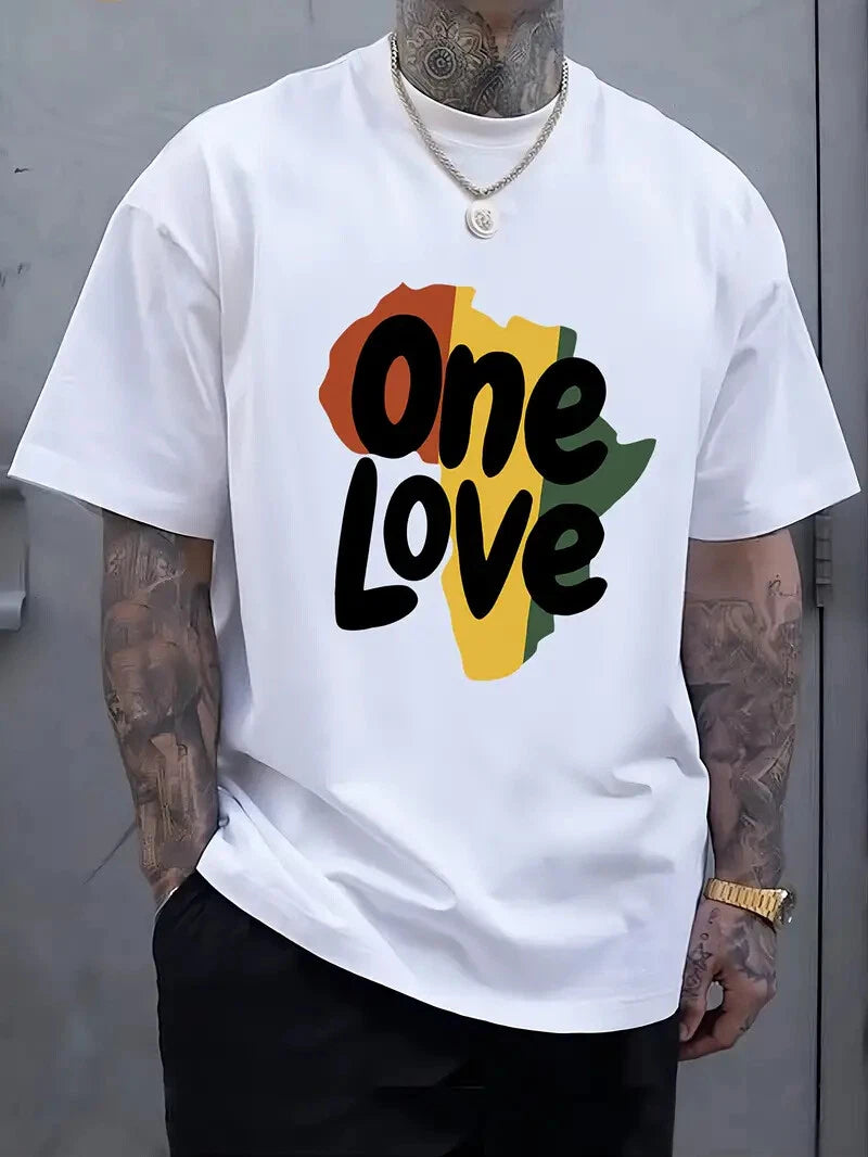 Bob Marley Inspired T-Shirt Mens Reggae Jamaican Love Short Sleeve Tee Top