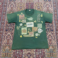 VTG 80s 90s Green Botanical Nature Art Puff Print Graphic T Shirt XL USA faded