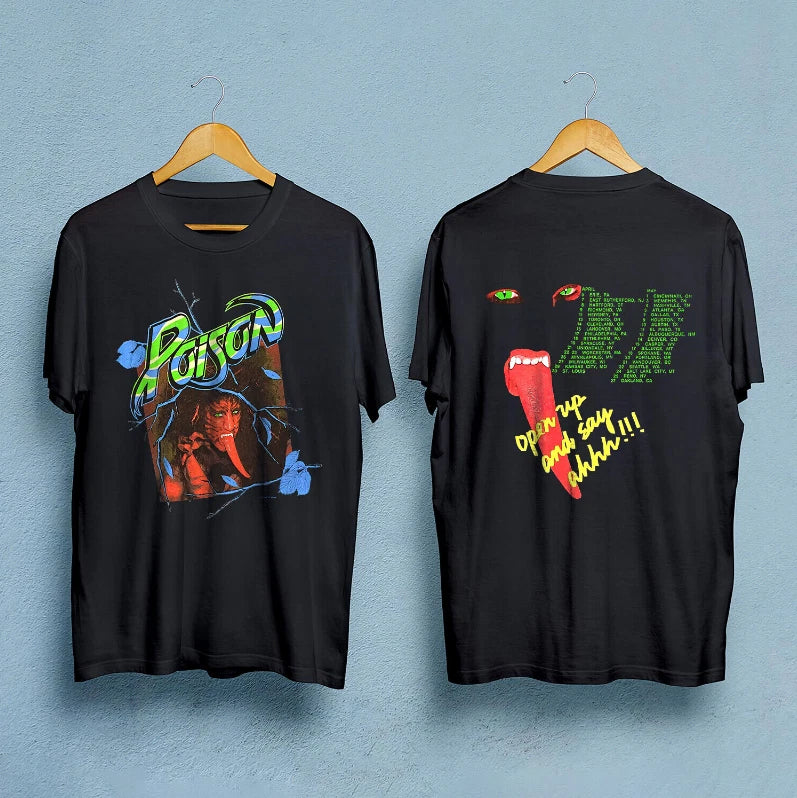 Vintage 80s POISON Open Up And Say Ahh Banned 1988 tour concert band T-Shirt
