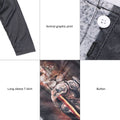 Men Medieval Long Sleeve T Shirt Loose Casual Fashionable Animal Graphic Pri SG5