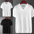 Mens Casual Tops Lightweight Ice Silk T Shirt with Stylish V Neck Design
