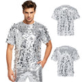 Men T-shirt Clubwear Dance Top Daily Wear Tee Crew Neck Glitter Dates Allover