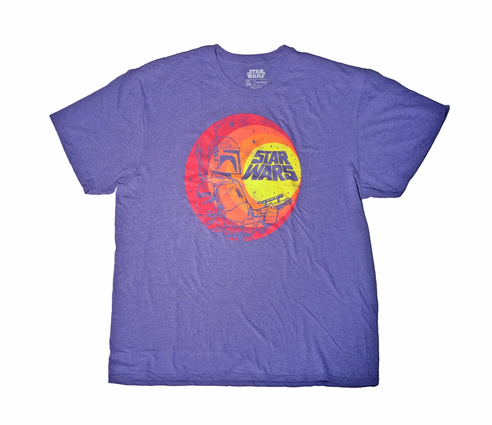 Star Wars New Adult T-Shirt - Red Yellow Boba Fett Simple
