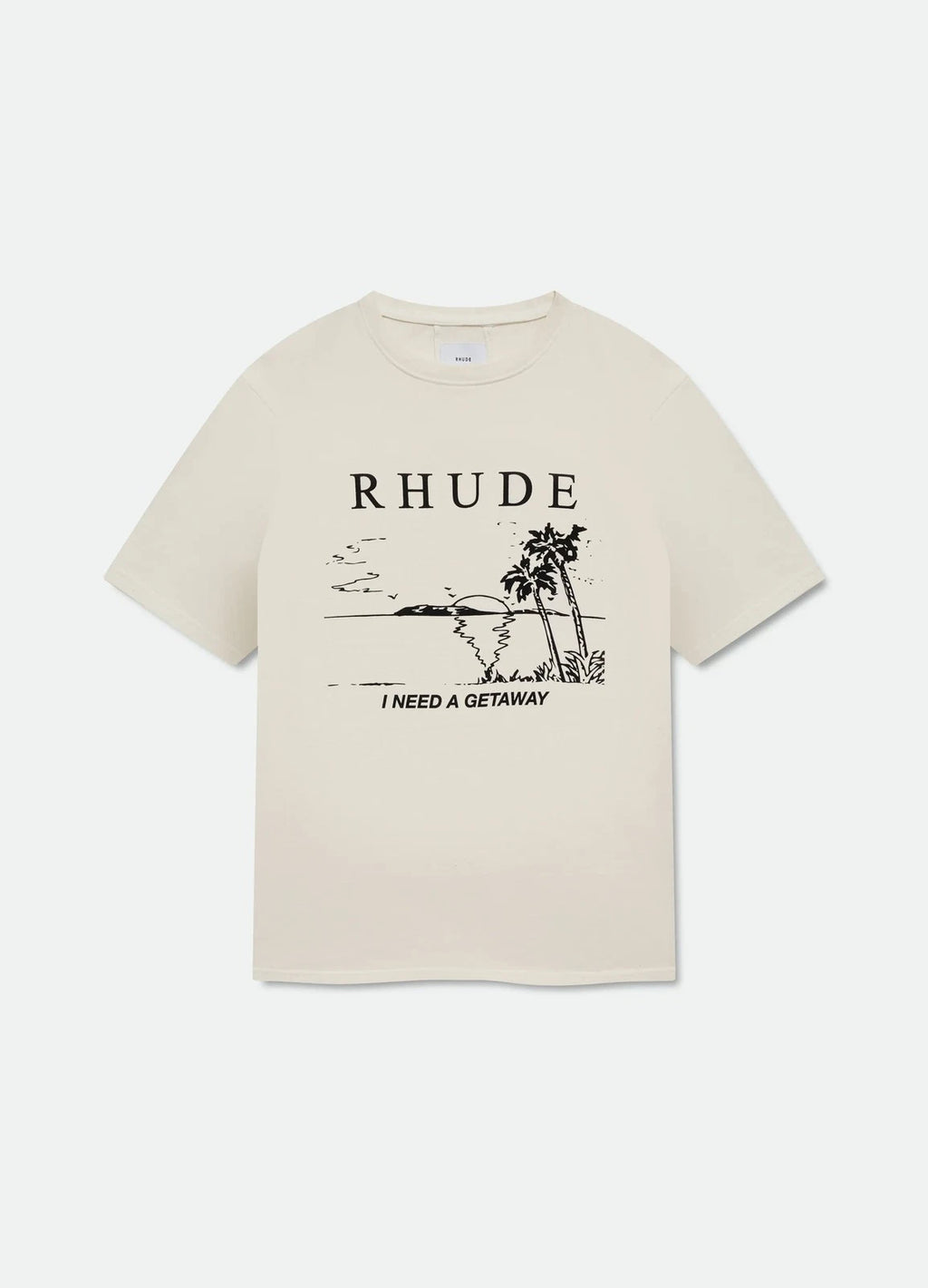 RHUDE Miami Formula Retro Logo Printed Short sleeved T-shirt White