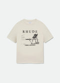 RHUDE Miami Formula Retro Logo Printed Short sleeved T-shirt White
