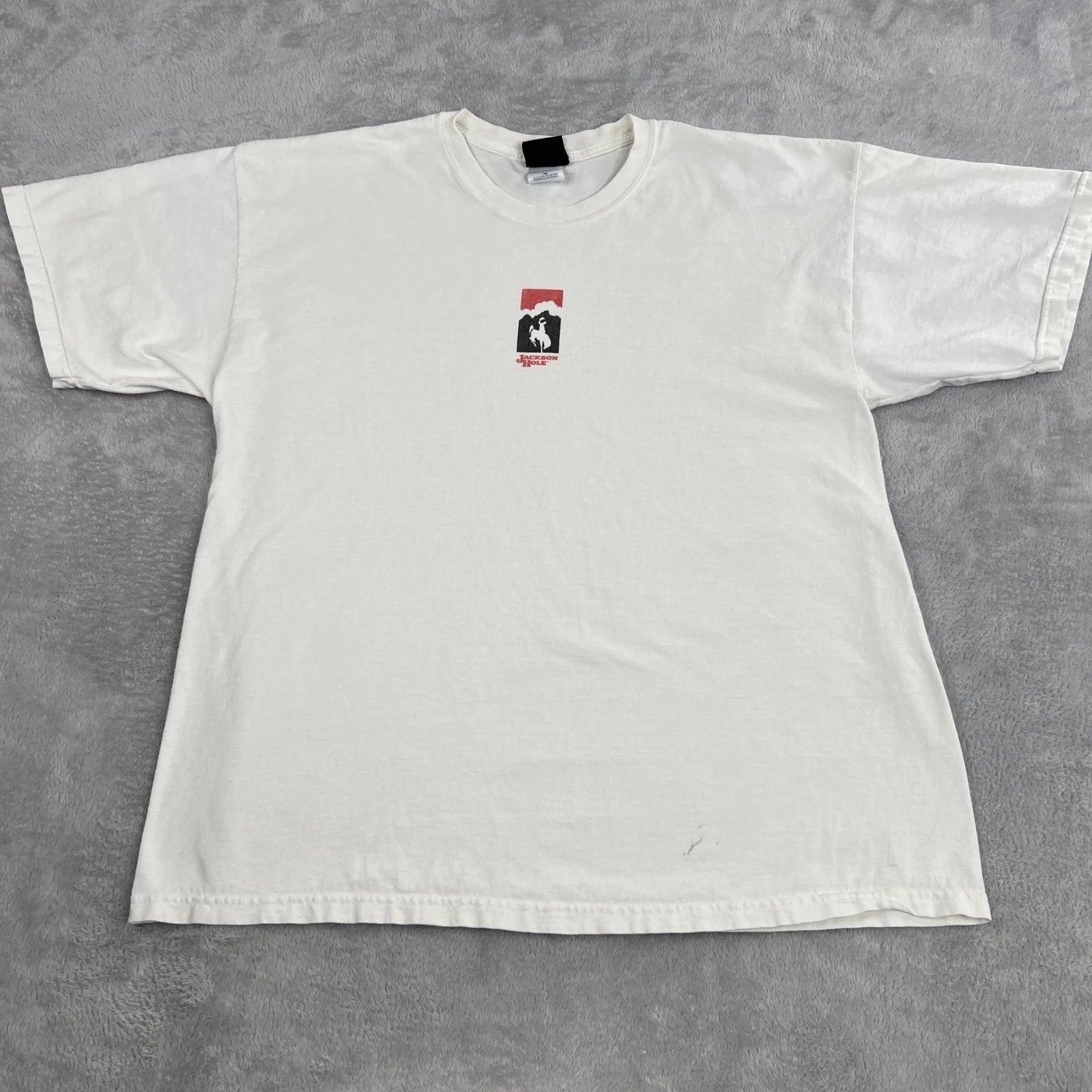 Ouray Jackson Hole Graphic T-Shirt XL White Men Vintage Y2K Wyoming Souvenir Tee