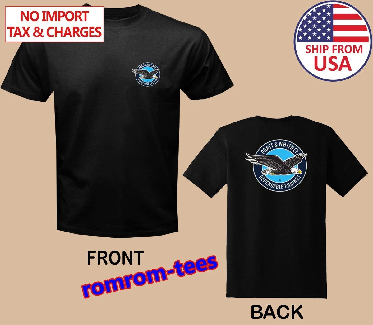 Pratt & Whitney Black Size S-5XL