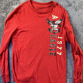 American Eagle Mens XL Athletic Fit Long Sleeve Graphic Tee Red Eagle 1977 Slub