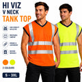 Hi Viz Sleeveless T-Shirt V-Neck Sleeveless Safety Security Work Wear Top UIK