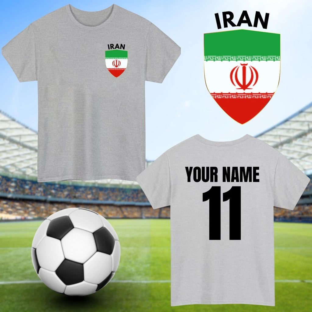 Personalised Iran Football T-Shirt Custom Name And Number Sports Lover To