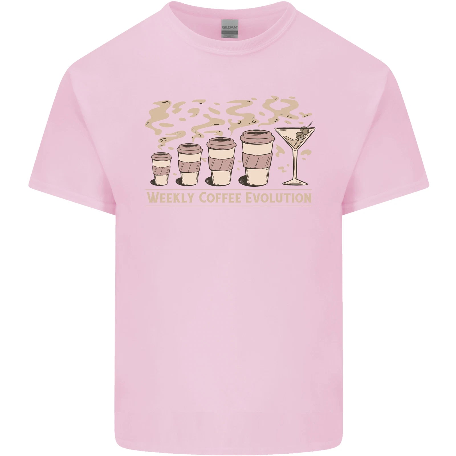 Weekly Coffee To Alcohol Evolution Wine Mens Cotton T-Shirt Tee Top