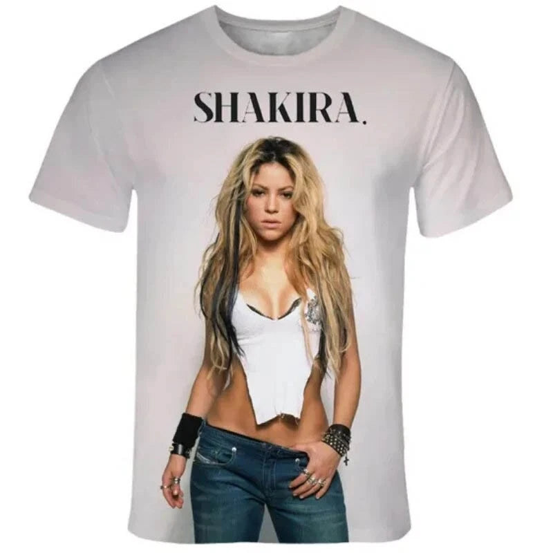 Sexy SHAKIRA 3D Printing Casual T-shirt Polyester 100-160 & S-5XL Unisex.