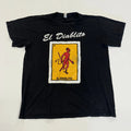 AAA T-Shirt Men Large Black Devil Print Cotton Crew Neck Short Sleeve Pullover