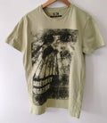 Men’s Slim Crew Neck Graphic T Shirt Palm Tree Print Beige Casual Size M