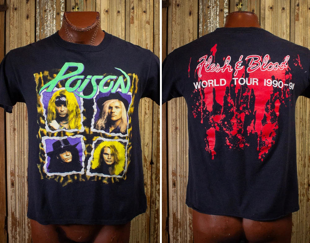 Vintage Poison Flesh & Blood Concert T Shirt 1990-91