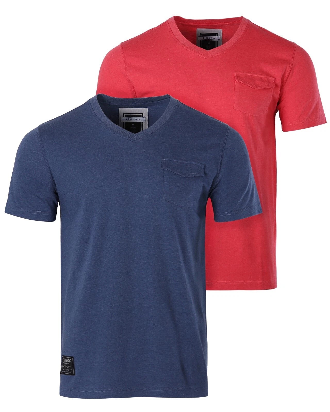 ZIMEGO Men's V-Neck Short Sleeve Tee with Chest Pocket – Essential Basic Casual
