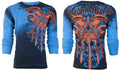 ARCHAIC by AFFLICTION Men's Long Sleeve THERMAL Shirt DAVENTRY Biker Blue $58