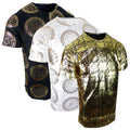 Mens T- Shirt Designer Italian Shiny Gold Print Slim Fit Stretch Casual Club