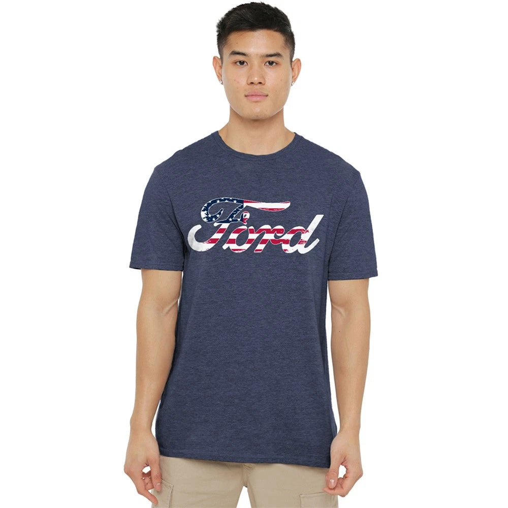 Ford Flag Logo Unisex T-Shirt S-3XL, Navy