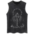 Gothic Angel Skeleton Butterfly Tank Top Washed Black Y2K Grunge Shirt [S-3XL]