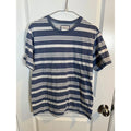 Denim & Flower Mens T-Shirt Striped Blue White Large