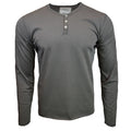 Mens Henley Long Sleeve Shirt Slim Fit Button Pullover CHARCOAL NEW