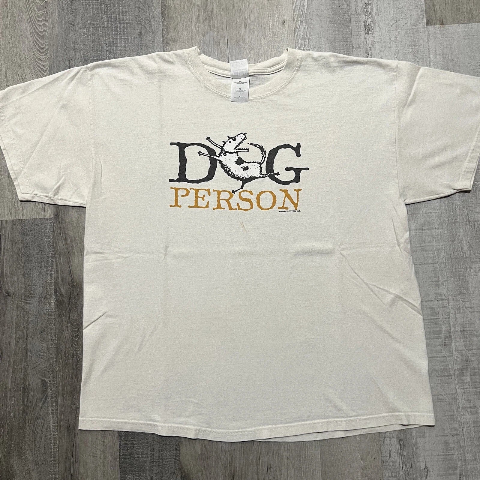 VTG Dog Person T Shirt Y2K Gildan White Animal Lover Cartoon Puppy Graphic 00s