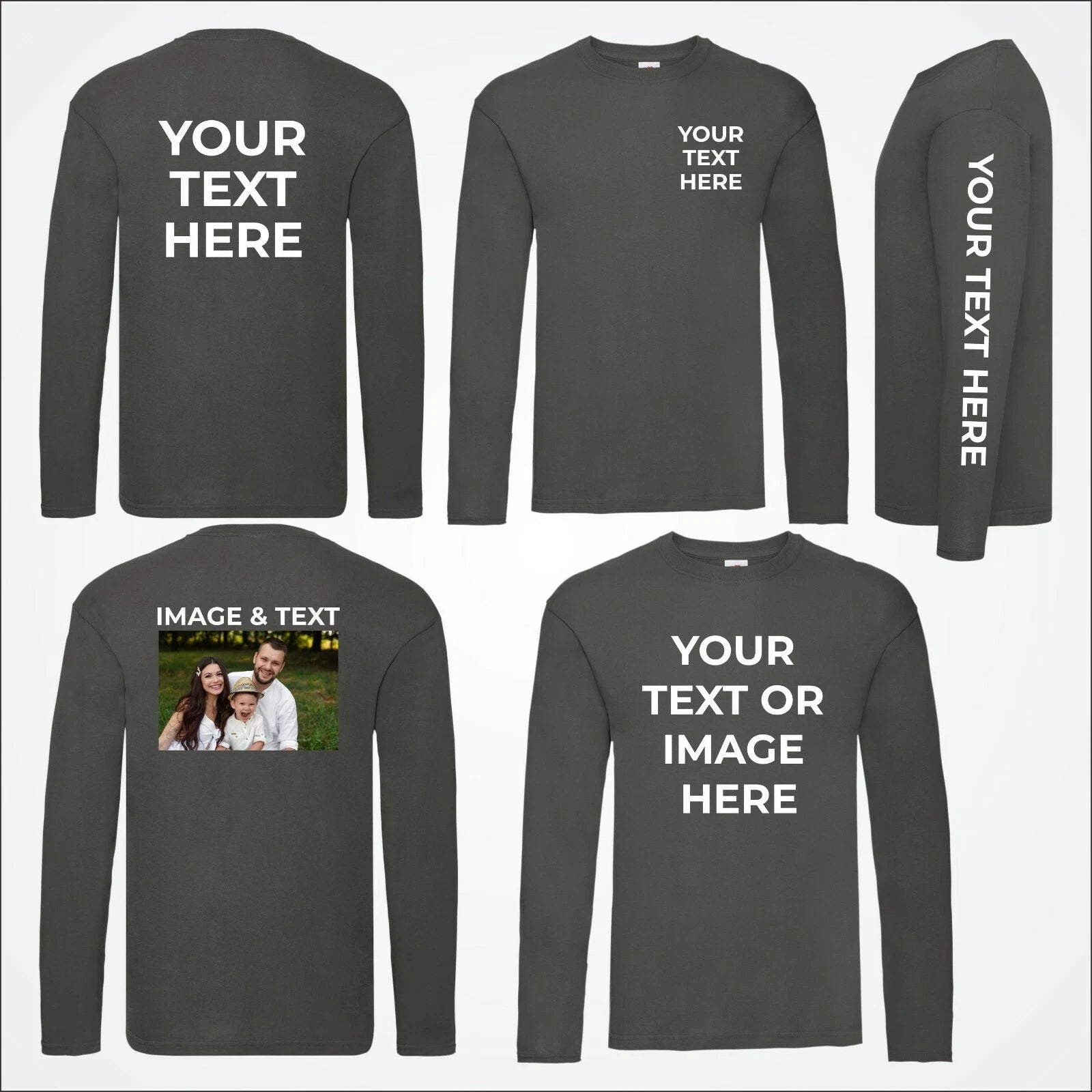 Custom Printed Long Sleeve T-Shirt Personalised Workwear Classic Fit Tee Shirt