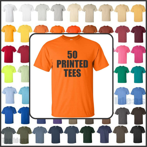 50 Printed cotton tees (small thru XL) - front only