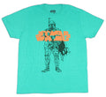 Star Wars  Adult New T-Shirt - Boba Fett Battle Ready Under Orange Logo
