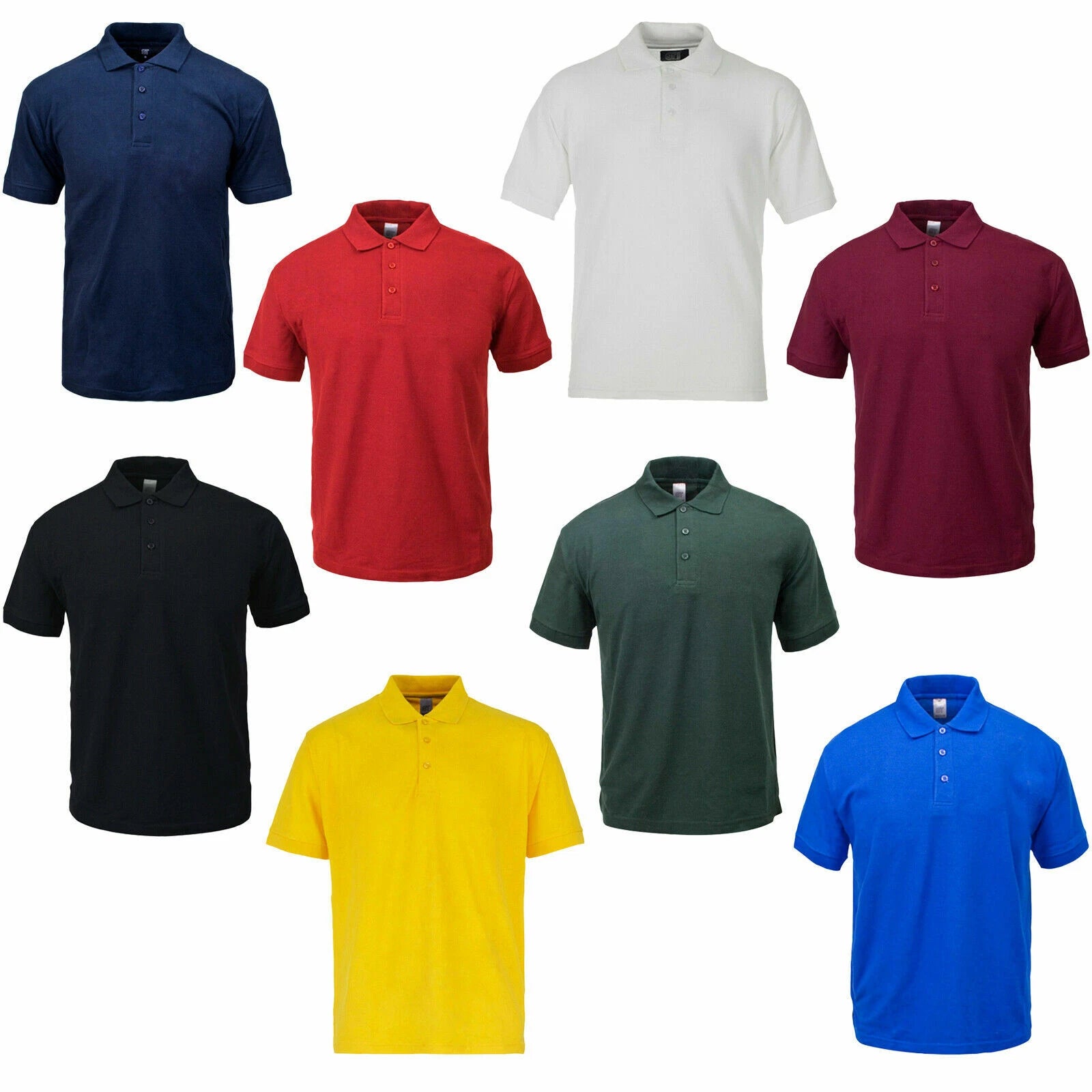 Mens Polo Shirt Classic Plain Short Sleeve T Shirt Summer Casual Sports Leisure