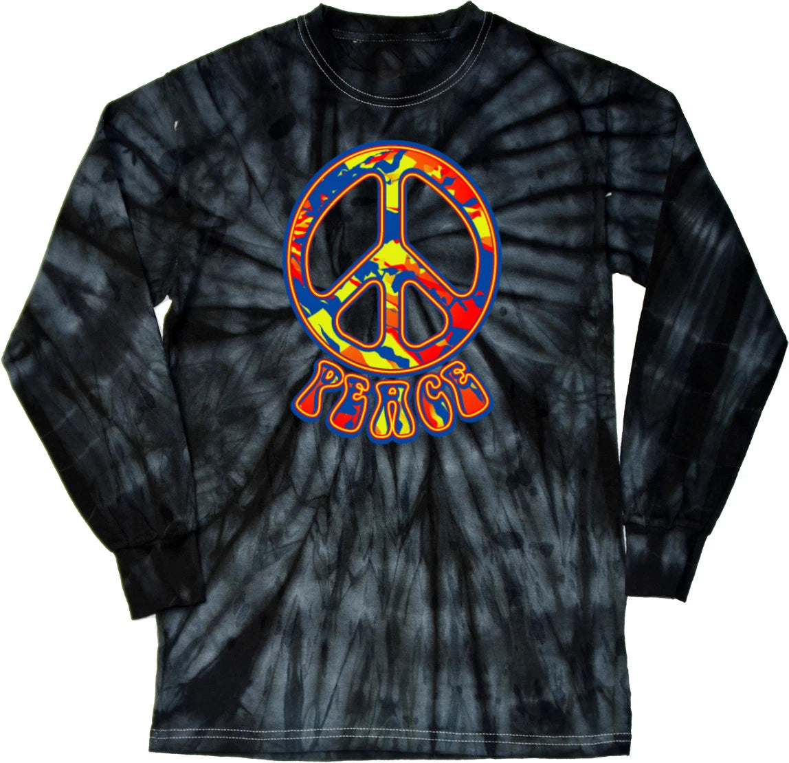 Buy Cool Shirts Peace T-shirt Funky 70's Peace Sign Tie Dye Long Sleeve