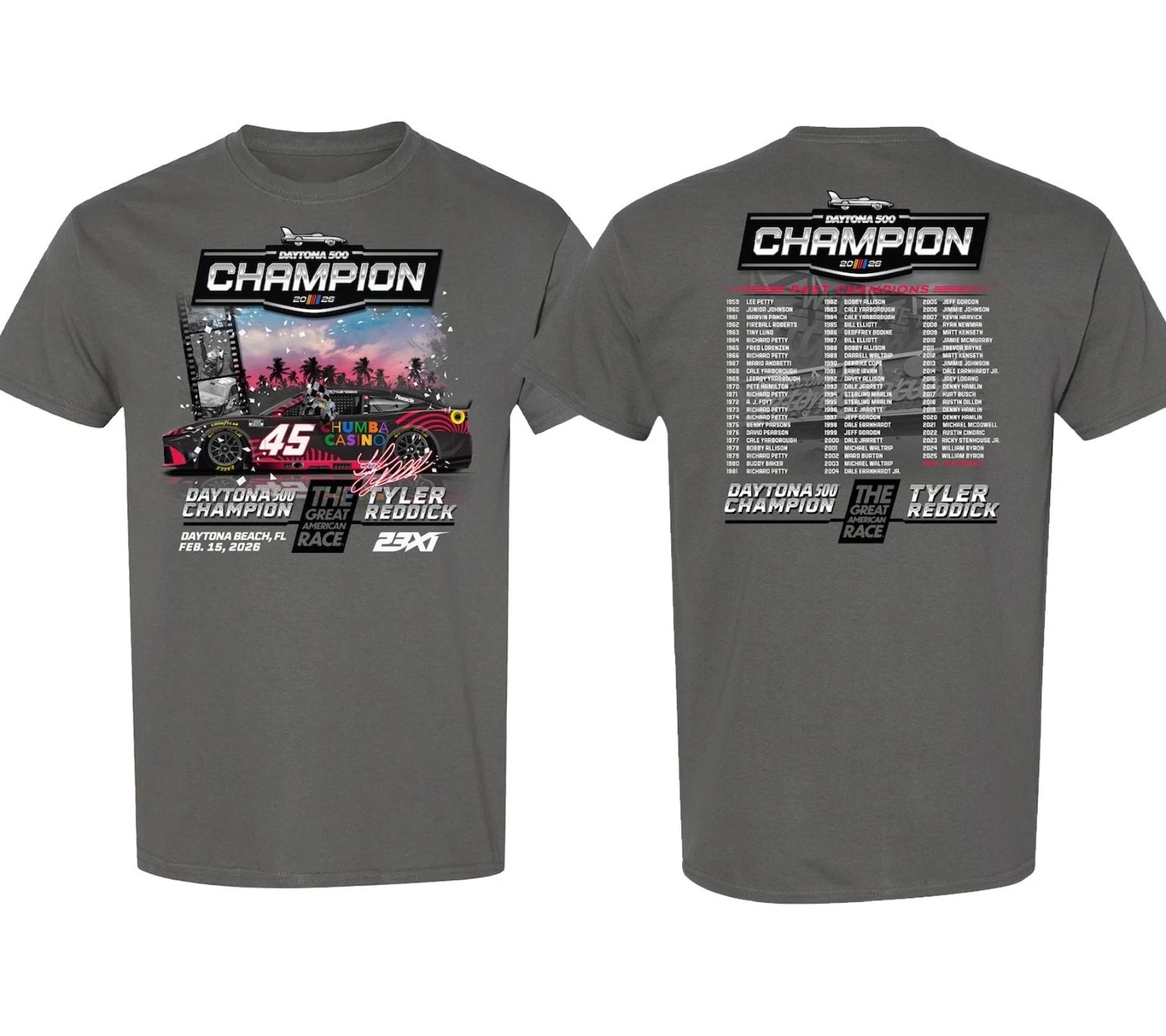 Tyler Reddick 2026 Daytona 500 Past Champions reprint T-Shirt