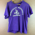 VTG 70s Distressed Faded Thrashed Roseville Football Ironman Tee Purple M USA