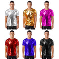 Mens T-shirts Slim Fit Clubwear Party Top Muscle Undershirt Solid Color Tee DJ