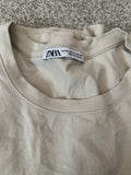 Zara Men’s XL Taupe Cotton Short Sleeve Crew Neck Casual T-Shirt