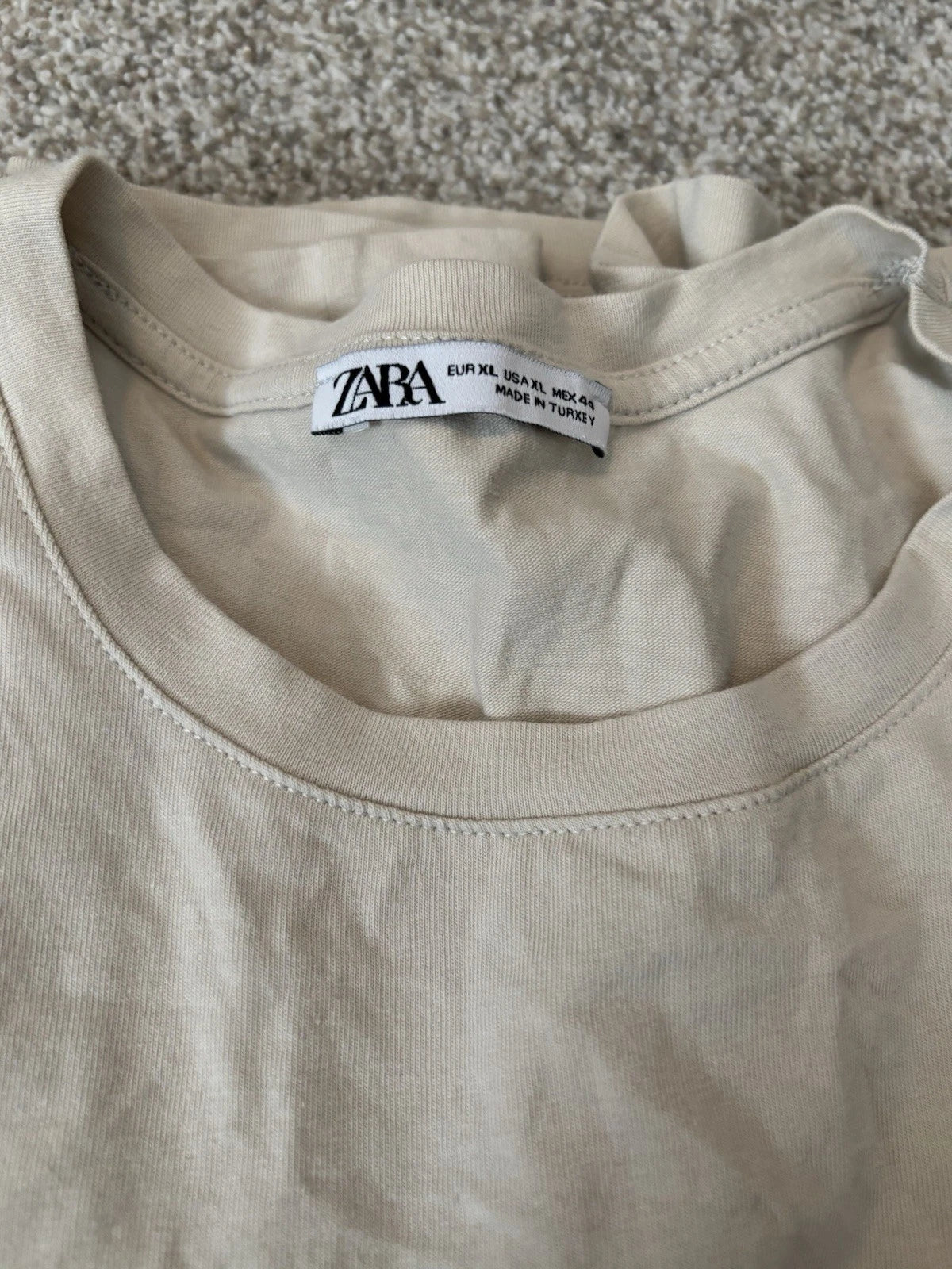 Zara Men’s XL Taupe Cotton Short Sleeve Crew Neck Casual T-Shirt