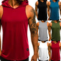 Men's Gym Pullover Vest Sleeveless Casual Hoodie Hooded Tank Tops Muscle T-Shirt